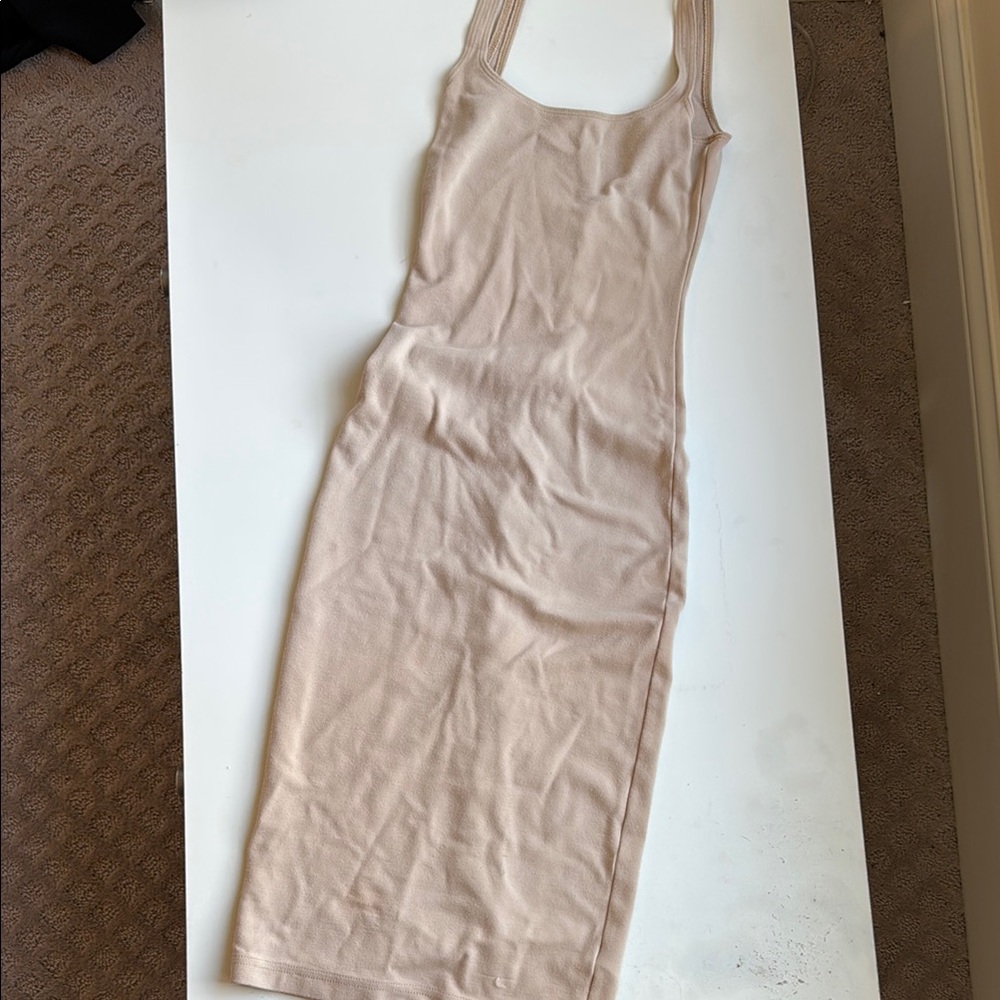 Beige Sleeveless Bodycon Dress